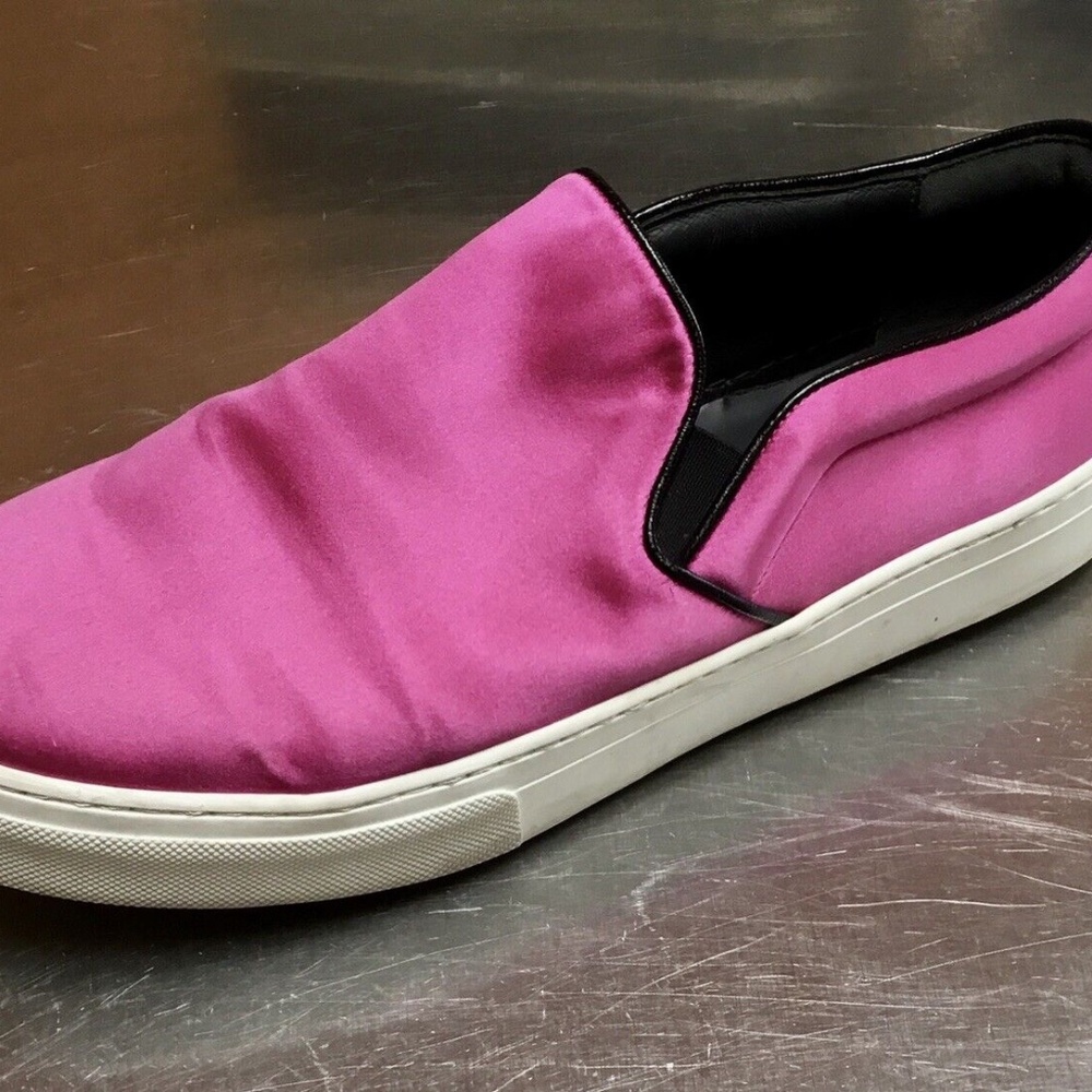 CELINE Fuchsia Pink Duchess Satin SLIP-ON Sneakers - Picture 4 of 7